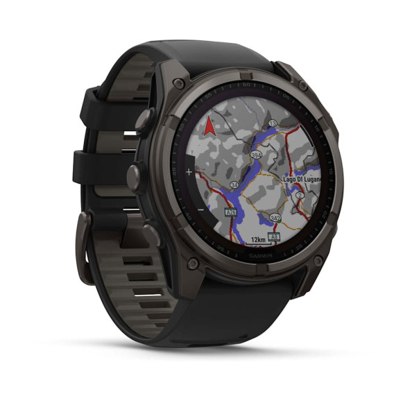 Умные часы Garmin Fenix 8 51mm Sapphire Solar Carbon Grey DLC Titanium с черным ремешком